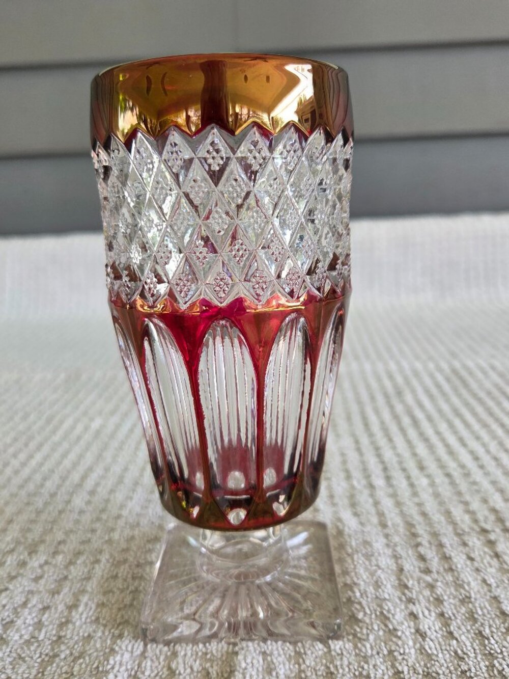Vintage Westmoreland Footed Ruby Flash Tumbler/Tea Glass Waterford-Wakefield